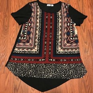 Cato Tribal Print Round Neck Blouse